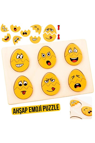 OyuncakZade Ahşap Eğitici Öğretici Yapboz Bultak Emoji Puzzle Duyusal Oyuncak