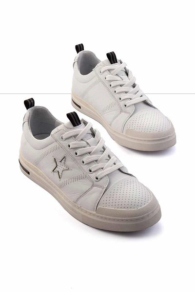 Bambi Tenis alb pentru bărbați din piele naturală E 01398202703