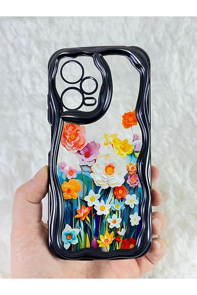Vip Case ريدمي نوت 12 برو 5G - حافظة بتصميم عصري وأنيق بتصميم زهرة ملونة لحماية الكاميرا