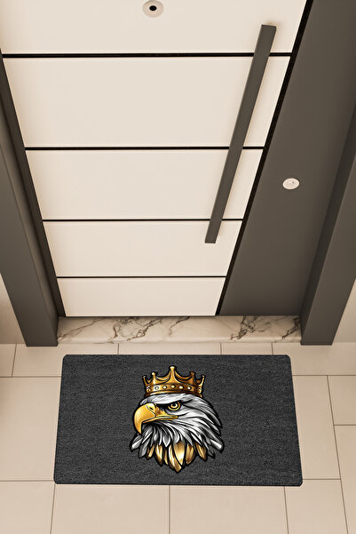 Dormot High Quality Digital Print Black, Crowned Eagle themed Doorstep Mat