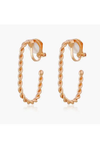 1PARÇAMAVİ Long Auger Clip Women's Earrings - Earrings for Ear Without Holes