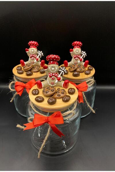 renklidüşler 1 Adet Kurabiye Adam Figürlü Kahve&Kurabiye Kavanozu (500 ml)