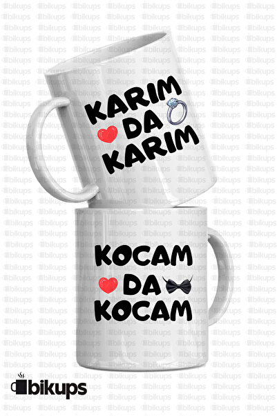 bikups خاص للأزواج، زوجتي وزوجتي، زوجي وزوجي، طقم أكواب مطبوعة مكون من قطعتين
