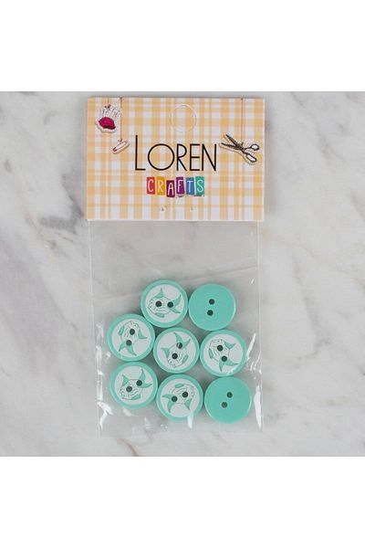 Hangora Loren Crafts Green 8-Pack Fish Button - 578