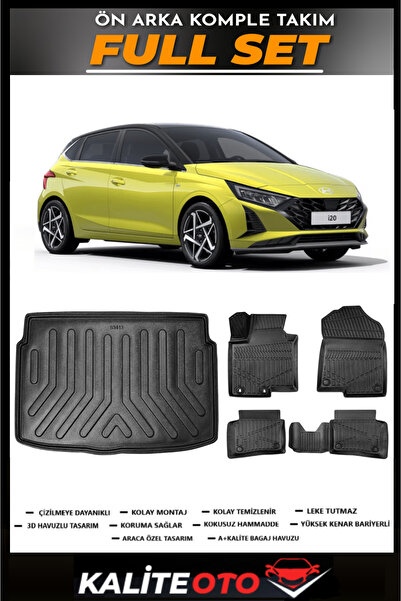KALİTEOTO Hyundai i20 3D Bagaj Havuzu+4D Havuzlu Paspas Seti 2020 2021 2022 2...