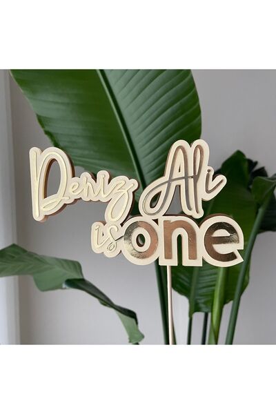 wenucapartyshop Kişiye Özel One Pasta Süsü, 1 Yaş Doğum Günü Pasta Üstü Süsü