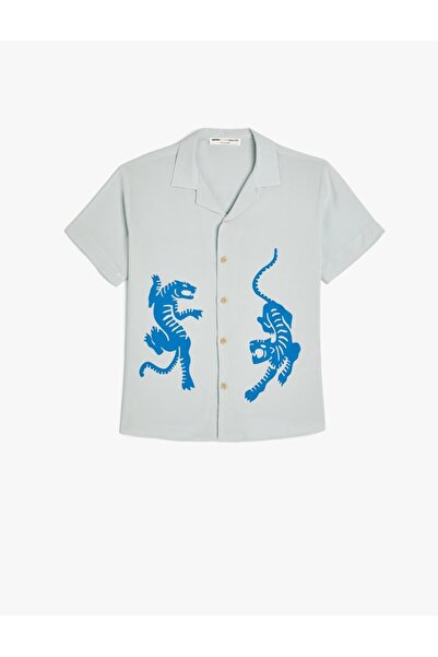 Koton Boy's Tiger Print Viscose Shirt