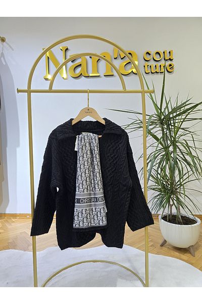 NANTİREA Black Thick Wool Knitwear Sweater Tunic