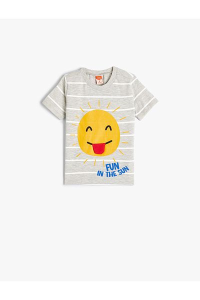 Koton T-Shirt Short Sleeve Sun Printed Crew Neck
