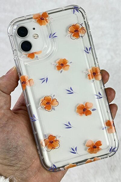 Vip Case iPhone  11 - Şeffaf Sağlam Darbe Emici Kamera Çıkıntılı Çiçek Desenl...