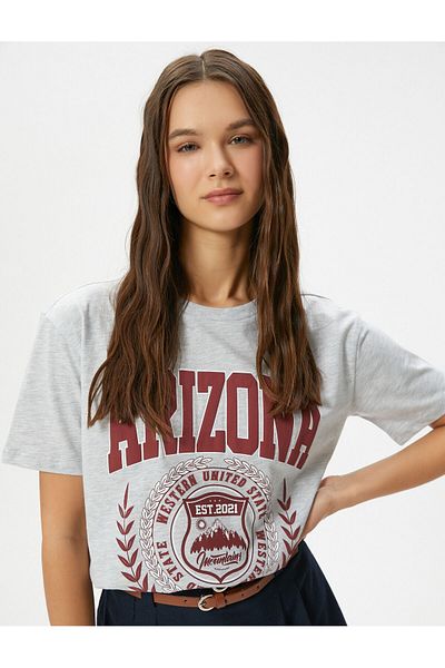 Koton College T-Shirt Printed Short Sleeve Crew Neck Cotton