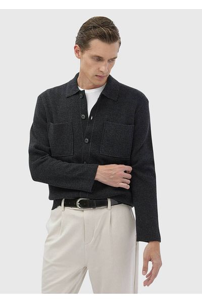 Ramsey Jacquard-Cardigan aus Wollmischung mit Rollkragen