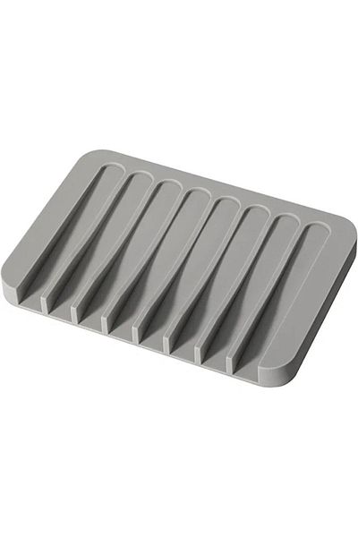 Trendburada Gray Silicone Organizer with Water Drain - Kitchen, Bathroom, Solid Soap Dish and Dish Sponge Holder