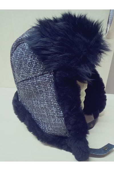 hoaryage Καπέλο πιλότου από γνήσιο δέρμα αρνιού Ushanka 100% Sheep Ear
