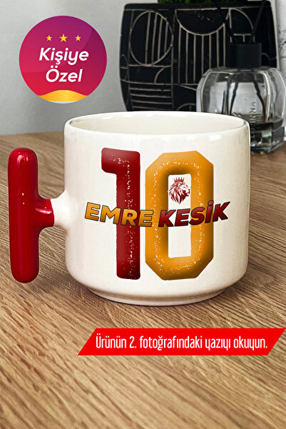 Hedizu Kişiye Özel Taraftar Kupa Bardak T Kulplu Kırmızı Sevgiliye Babaya Kar...