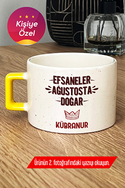 Hedizu Kişiye Özel Efsaneler Ağustosta Doğar Lüks Fincan Sarı Doğum Günü Hedi...
