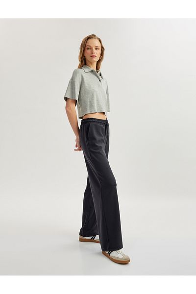 Koton Modal Wide Leg Sweatpants with Tie Waist Pockets