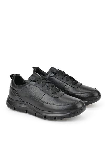 Ziya Ανδρικό Γνήσιο Δερμάτινο Μαύρο Sneaker - 151983ZF902