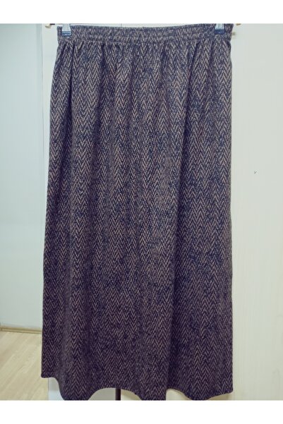 hoaryage Fusta de mamă cu talie elastică de iarnă din țesătură din bumbac pie...