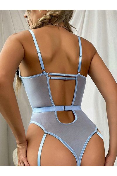 GIONA Babydoll transparent cu modele florale pentru femei