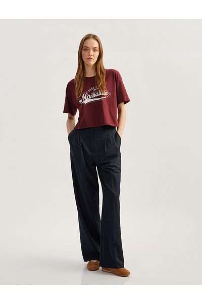 Koton Tricou oversize cu mânecă scurtă cu broderie pentru colegiu