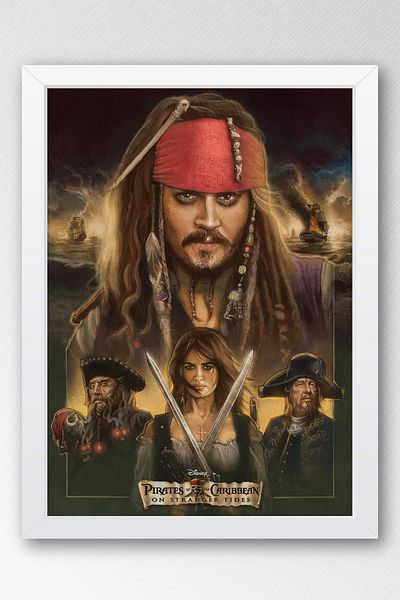 Saturn Tablou înrămat Pirații din Caraibe - Poster de film în mări misterioase