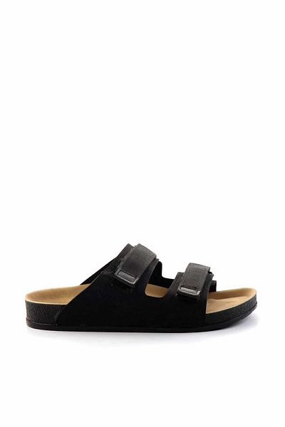 Bambi Μαύρες ανδρικές παντόφλες Nubuck E04444000101