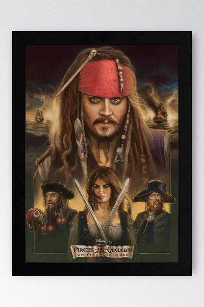 Saturn Tablou înrămat Pirații din Caraibe - Poster de film în mări misterioase
