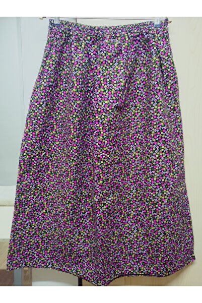 hoaryage Φούστα φανελένια με μοτίβο λουλουδιών μέγεθος Maxi 95cm - Ελαστική μέση