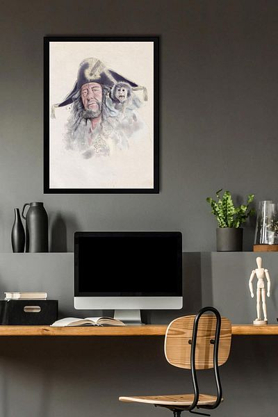 Saturn Pictură înrămată Pirații din Caraibe - Pictură poster de film Căpitanul Hector Barbossa