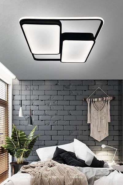 Lenart Lighting Square Ceiling Led Chandelier, Remote Control Chandelier, 3 Color Lighting Chandelier, Ceiling Adhesive Chandelier, Office Chandelier