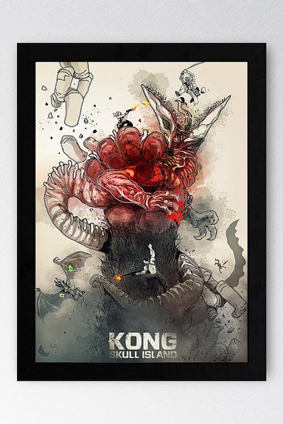 Saturn Kong Skull Island Framed Painting - Skull Island Movie Poster Painting