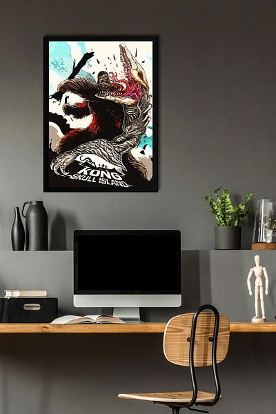 Saturn Kong Skull Island Framed Painting - Skull Island Movie Poster Painting
