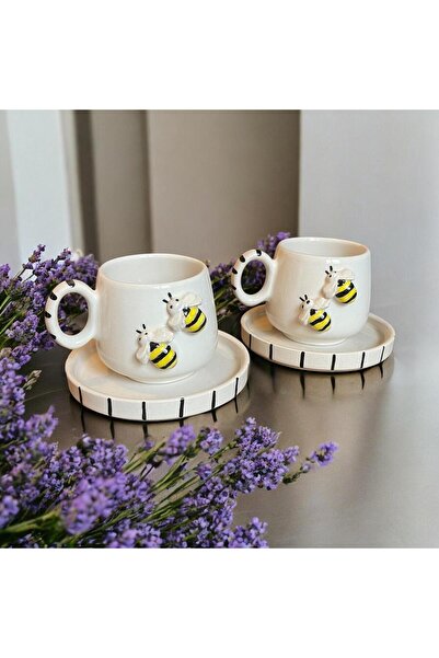 DDHANDMADE 2 قطعة من فناجين القهوة التركية المصنوعة يدويًا بتصميم سيراميك على...