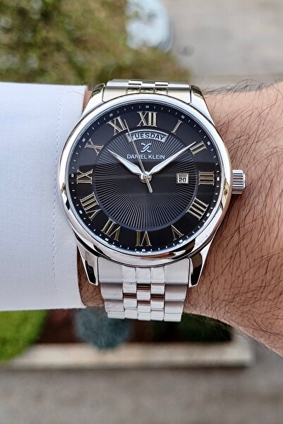Daniel Klein Kadranı Siyah Kordonu Gri Renk Takvimli 2 Yıl Garantili Erkek Ko...