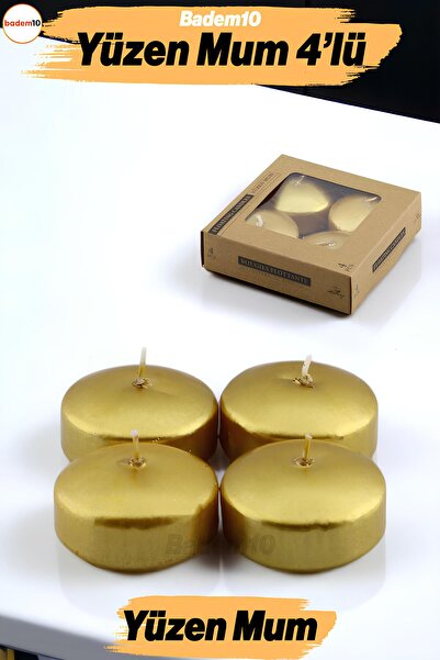 Badem10 Yüzen Mum 4'lü Dekoratif Mumu Kandil Hediyelik Fitilli Mumluk Şamdan ...