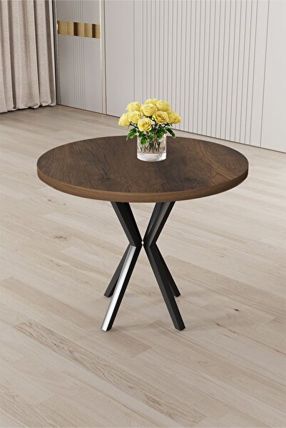 Canisa Agnes Serisi 90x90 Yuvarlak Barok Ahşap Desen Masa