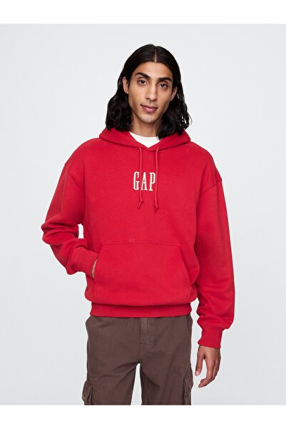 GAP Erkek Kırmızı Vintage Soft Gap Logo Sweatshirt