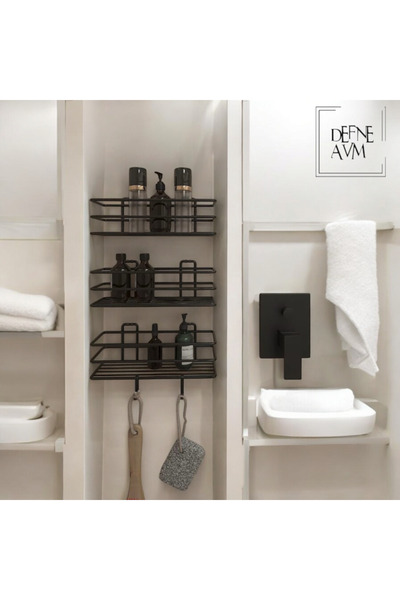 Genel Markalar Yapışkanlı kancalı 3 adet 3 katlı banyo mutfak düzenleyici raf...