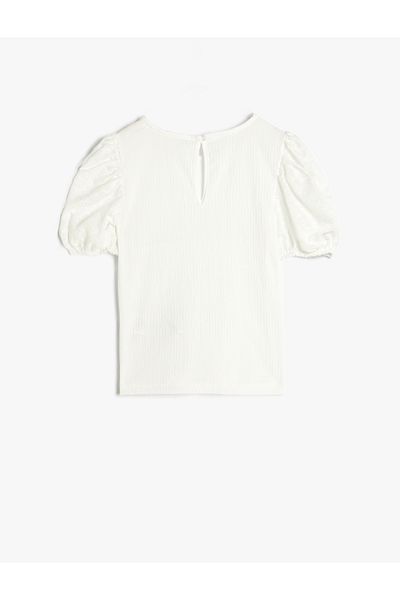 Koton Round Neck Short Balloon Sleeve Blouse