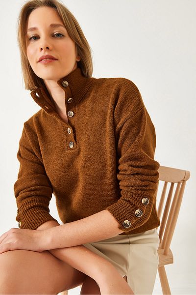 Bianco Lucci Women's Sleeve Placket Sweater 20247587