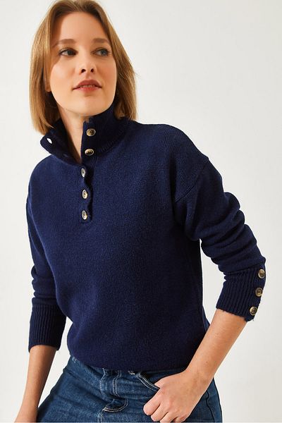 Bianco Lucci Women's Sleeve Placket Sweater 20247587