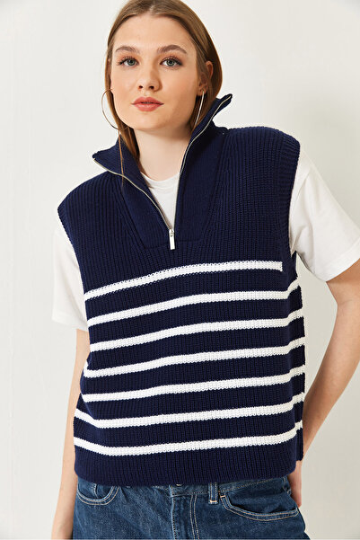 Bianco Lucci Women's Zippered Thessaloniki Knit Sweater 20247578