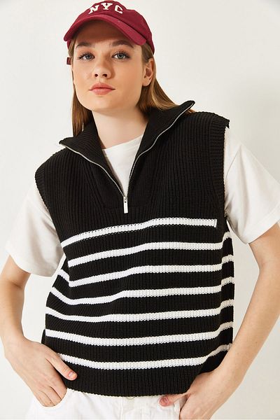 Bianco Lucci Women's Zippered Thessaloniki Knit Sweater 20247578