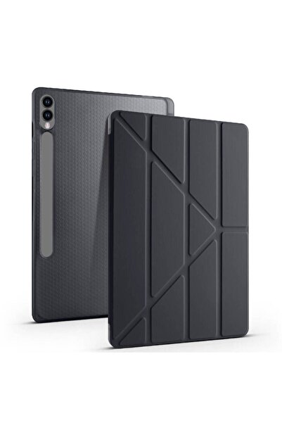 m.tk moveteck Samsung Galaxy Tab S9 Fe Plus 12.4 Kılıf Kalem Bölmeli Katlanabilir Standlı Silikon Kalem S10 Plus