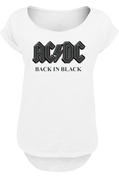 F4NT4STIC Damen Acdc Back In Black With Ladies Long Slub Tee