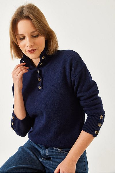 Bianco Lucci Women's Sleeve Placket Sweater 20247587