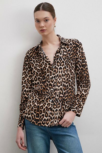 Never more Leopard Print Viscose Shirt Black