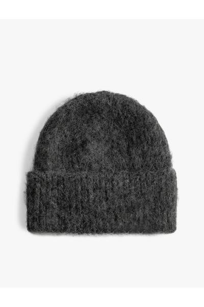 Koton Knitted Beanie Soft Textured Fold Detailed