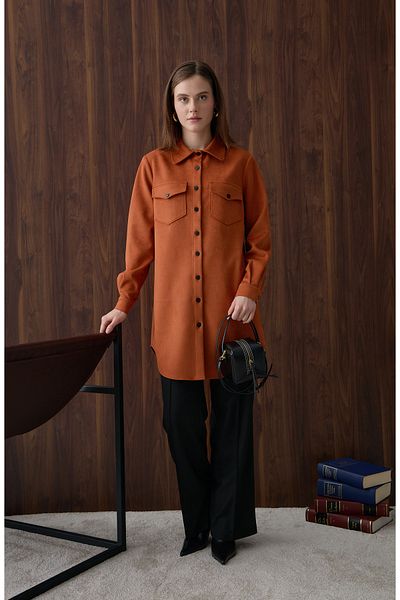 Fatma Atasoy Suede Pocket Tile Shirt Jacket